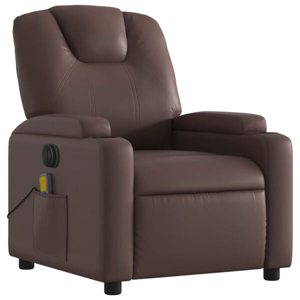 vidaXL Massagesessel Elektrisch Braun Kunstleder
