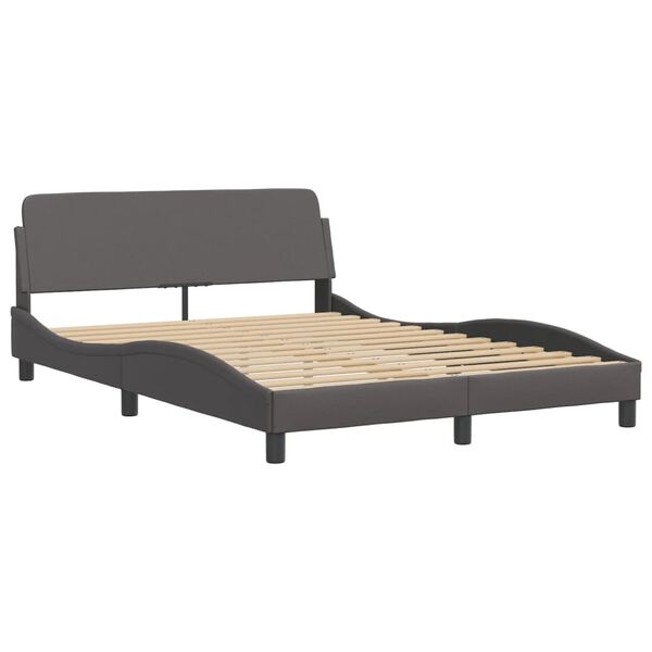 vidaXL Bett mit Matratze "Hvar" Grau 120x200 cm Kunstleder