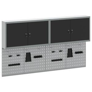 vidaXL Werkzeugschrank-Set 6 Stk. Schwarz Pulverbeschichteter Stahl