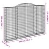 vidaXL Gabionen mit Hochbogen 3 Stk. 300x30x200/220cm Verzinktes Eisen