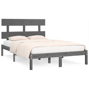 vidaXL Massivholzbett Grau 200x200 cm