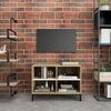 vidaXL TV-Schrank mit Metallbeinen Wei&szlig; Sonoma-Eiche 69,5x30x50 cm