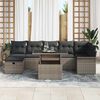 vidaXL Garten-Sofa-Set mit Kissen mit Speicher 8 pcs Grau Poly Rattan