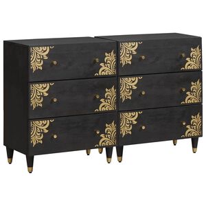 vidaXL Sideboard 2 stk. 60 x 33 x 75 cm Massivholz Mango Schwarz
