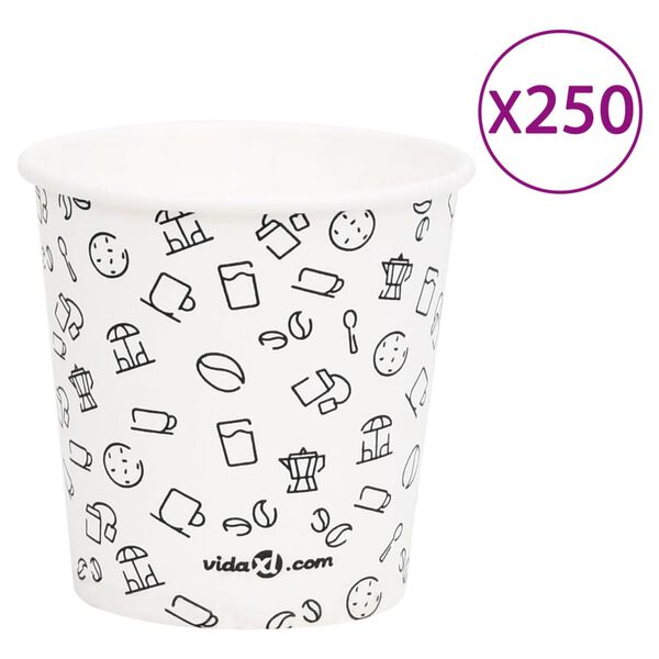 vidaXL Kaffee-Pappbecher 250 Stk. 120 ml Wei&szlig; und Schwarz
