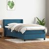 vidaXL Boxspringbett mit Matratze Dunkelblau 90x220 cm Samt