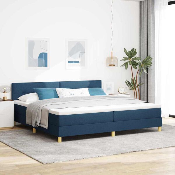 vidaXL Boxspringbett mit Matratze mit Matratze Blau 200 x 200 cm Stoff