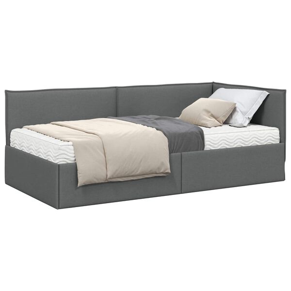 vidaXL Eckbettgestell mit Matratze mit Kopfteil 2 pcs Grau Samt