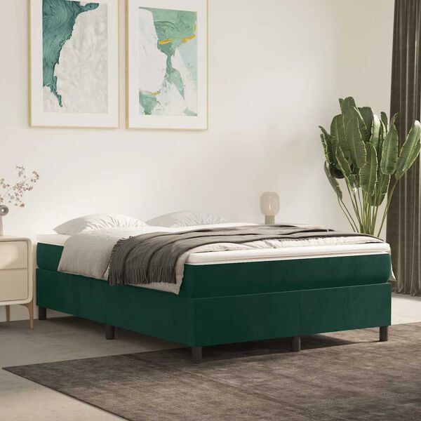vidaXL Boxspringbettgestell Dunkelgr&uuml;n 140x200 cm Samt