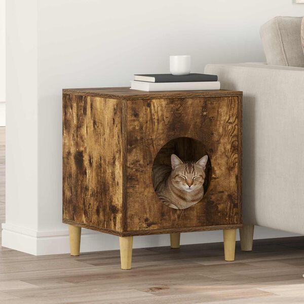 vidaXL Katzenhaus Ger&auml;ucherte Eiche 42,5 x 40 x 53 cm Holzwerkstoff