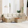 vidaXL Garten-Sofa-Set mit Kissen mit Speicher 7 pcs Beige Poly Rattan