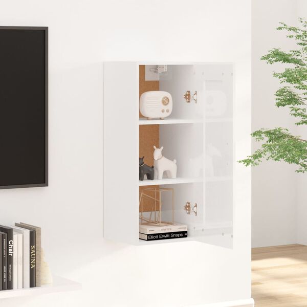 vidaXL H&auml;ngeschrank Hochglanz-Wei&szlig; 35x34x90 cm Holzwerkstoff