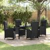 vidaXL Garten Essgruppe mit Kissen 5 pcs Schwarz Poly-Rattan