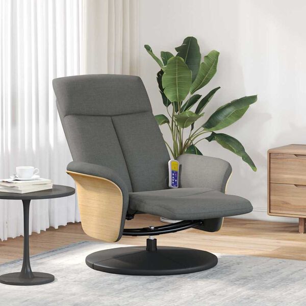 vidaXL Massagesessel mit Fu&szlig;teil Dunkelgrau Stoff
