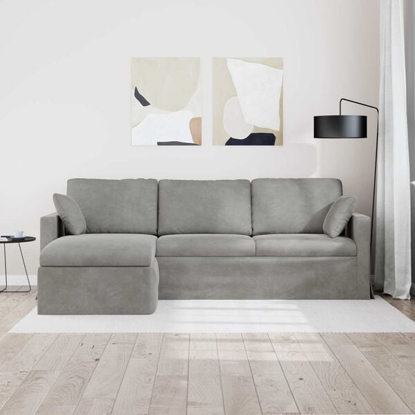vidaXL Sofa Hellgrau Gesamtabmessungen: 228 x 134 x 80 cm (B x T x H)