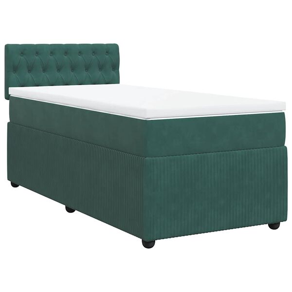 vidaXL Boxspringbett mit Matratze Dunkelgr&uuml;n 90x190 cm Samt