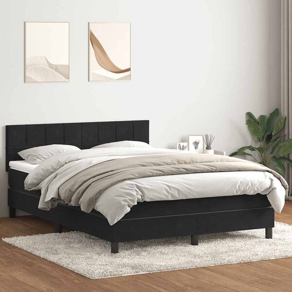 vidaXL Boxspringbett mit Matratze & LED Schwarz 160x220 cm Samt