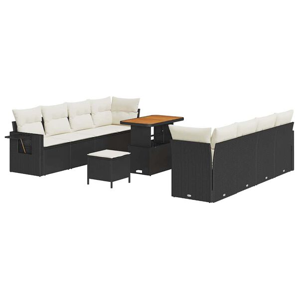 vidaXL Gartensofa-set mit Kissen 11 pcs Schwarz Poly Rattan