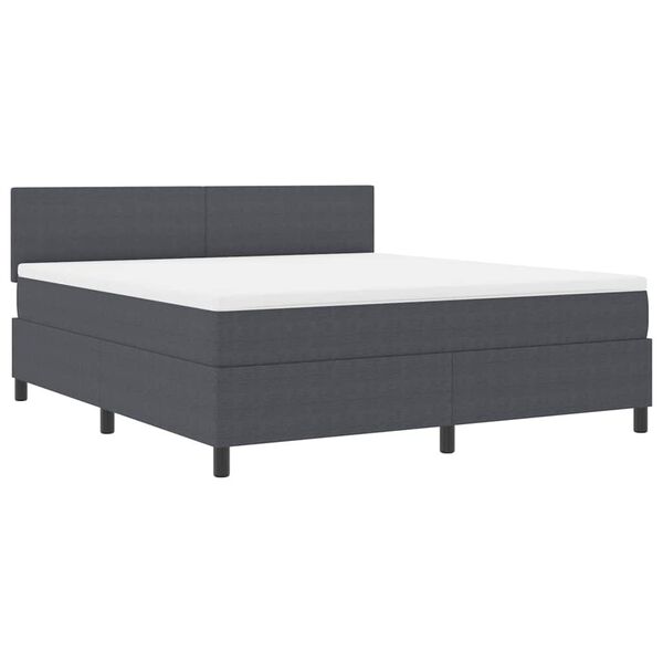 vidaXL LED Boxspringbett Dunkelgrau und Wei&szlig; 180 x 200 cm Cordstoff