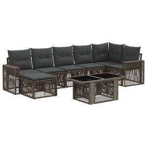 vidaXL Gartensofa-set 8 stk. Grau und Dunkelgrau Poly-Rattan
