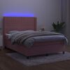 vidaXL Boxspringbett mit Matratze & LED Rosa 140x190 cm Samt