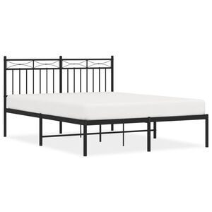 vidaXL Bettgestell mit Kopfteil Metall Schwarz 140x190 cm