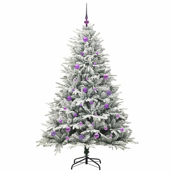 vidaXL K&uuml;nstlicher vorbeleuchteter Weihnachtsbaum mit Kugelset Gr&uuml;n