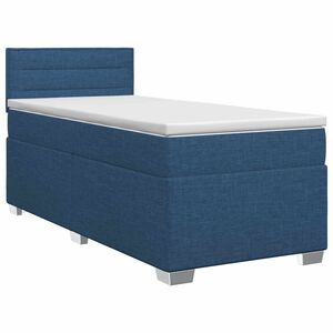 vidaXL Boxspringbett mit Matratze mit Kopfteil Blau 100 x 200 cm Stoff