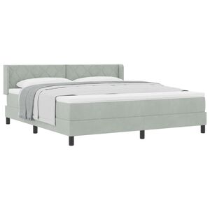 vidaXL Boxspringbett mit Kopfteil Hellgrau 200 x 180 cm Samt