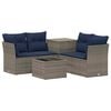 vidaXL Sofa Set 6 stk. Grau und Marineblau Polyrattan und Stahl