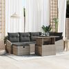 vidaXL Garten-Sofa-Set mit Kissen mit Speicher 7 pcs Grau Poly Rattan