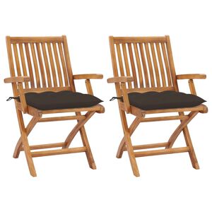 vidaXL Gartenst&uuml;hle 2 Stk. mit Taupe Kissen Massivholz Teak