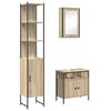 vidaXL Badezimmerm&ouml;bel-Set 3 stk. Sonoma-Eiche 33 x 33 x 185,5 cm