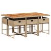 vidaXL 7-tlg. Garten-Essgruppe mit Kissen Beige Poly Rattan