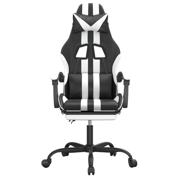 vidaXL Gaming-Stuhl mit Fu&szlig;st&uuml;tze Schwarz und Wei&szlig; Kunstleder