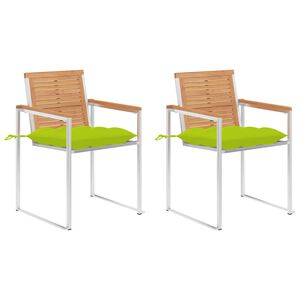 vidaXL Gartenst&uuml;hle mit Kissen 2 Stk. Massivholz Teak und Stahl