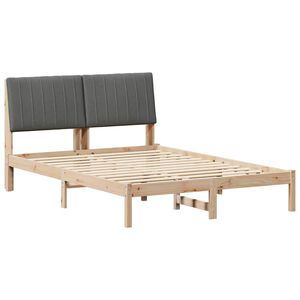 vidaXL Bettrahmen mit Kopfteil Braun 135 x 190 cm Massives Kiefernholz