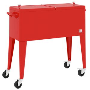 vidaXL K&uuml;hlwagen mit Rollen Rot 92x43x89 cm