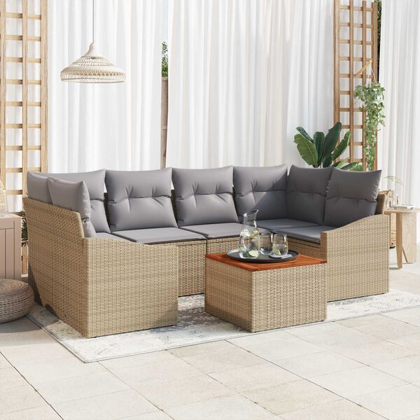 vidaXL Gartensofa-set 7 pcs Beige und Hellgrau Poly-Rattan