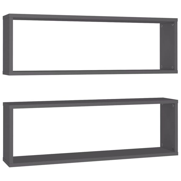 vidaXL W&uuml;rfelregale 2 Stk. Grau 80x15x26,5 cm Holzwerkstoff