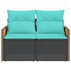 vidaXL Gartensofa mit Kissen 2-Sitzer Schwarz Poly Rattan