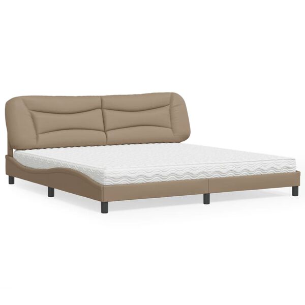vidaXL Bett mit Matratze "Hvar" Cappuccino-Braun 200x200 cm Kunstleder