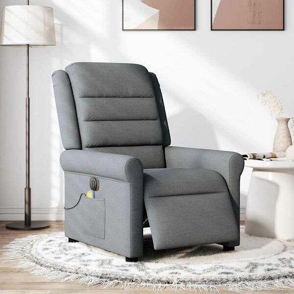 vidaXL Massagesessel Elektrisch Dunkelgrau Stoff