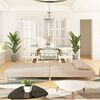 vidaXL Schlafsofa 2-Sitzer mit 2 Kissen Creme Stoff