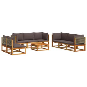 vidaXL 9-tlg. Gartensofa-Set mit Kissen Holz Akazie & Rattan