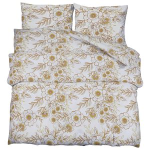 vidaXL Bettw&auml;sche-Set Wei&szlig; und Braun 240x220 cm Baumwolle