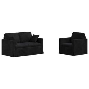 vidaXL Sofa Set 2 stk. Schwarz Samt