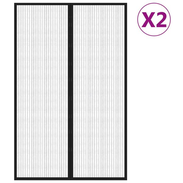 vidaXL Fliegengitter-T&uuml;rvorh&auml;nge 2 Stk. Magnet Schwarz 220x130 cm