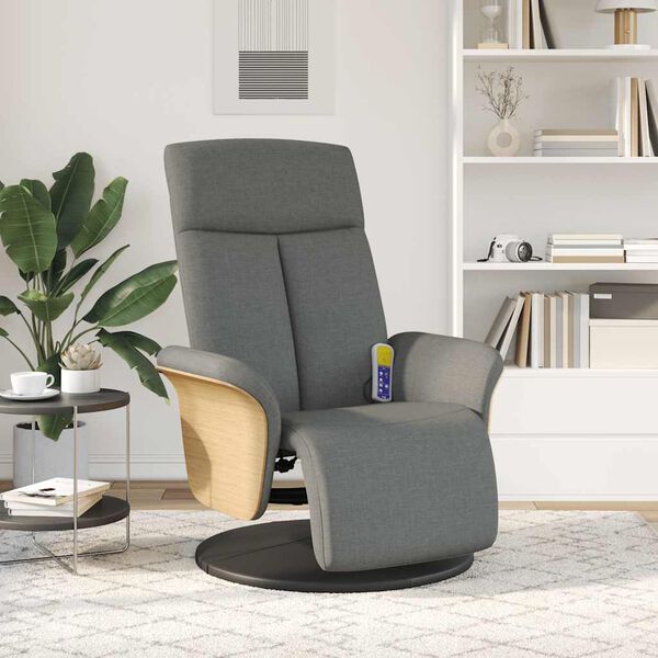 vidaXL Massagesessel mit Fu&szlig;teil Dunkelgrau Stoff