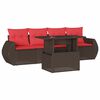 vidaXL 5-teiliges Gartensofa-Set mit Kissen, braun, Polyrattan